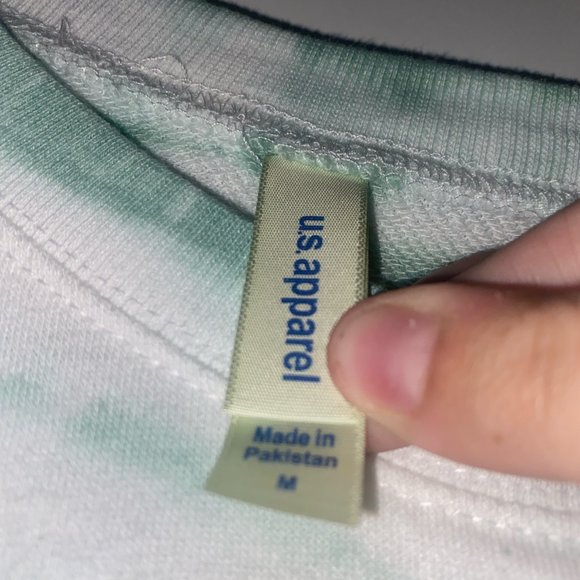 U.S. Apparel Teal and White Anchor Miramar Beach Florida Tie Dye Cropped T-Shirt - Picture 3 of 3